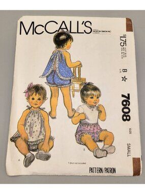 McCall's Baby's Top and Panties Sewing Pattern 7608 Size Small UNCUT